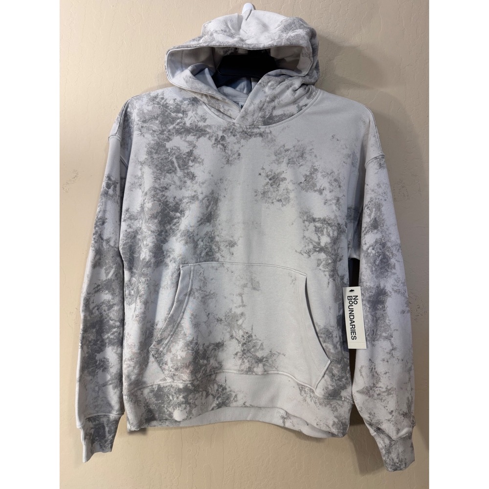 No Boundaries Hoodie Men XS Grey Tie-Dye Pullover Kangaroo Pocket NEW